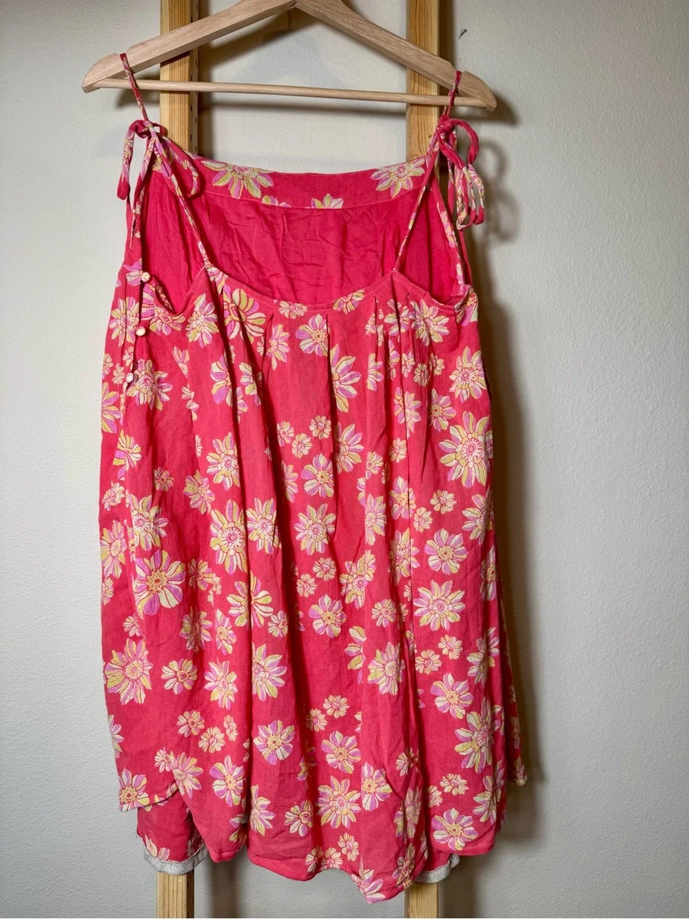 Free People Indigo Molly Tunic Dress Hollyhock Floral Pink Size M